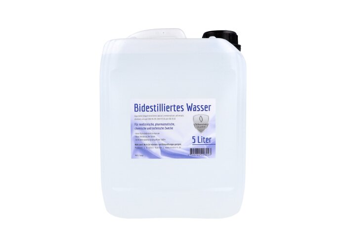 Bidestilliertes Wasser, Aqua bidest, 5 Liter