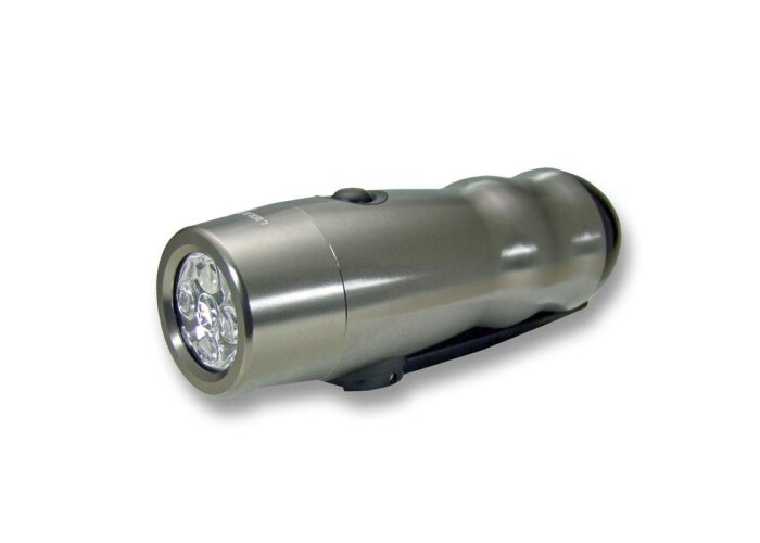 Lunartec Kurbeltaschenlampe aus Edelstahl