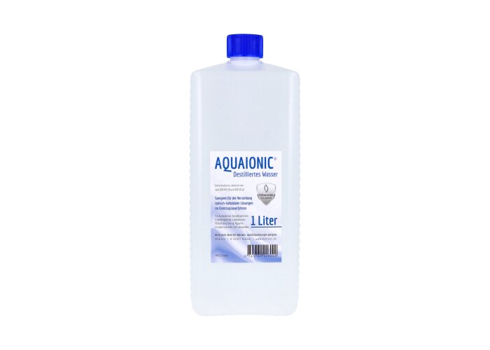 aquaionic destilliertes Wasser, Aqua dest, 1 Liter