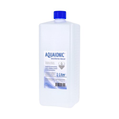 aquaionic destilliertes Wasser, Aqua dest, 1 Liter