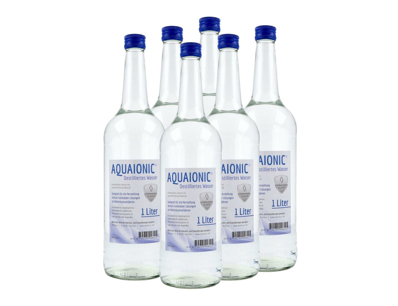 aquaionic destilliertes Wasser, in Glasflasche, Sparpaket...