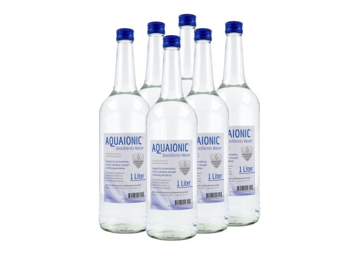 aquaionic destilliertes Wasser, in Glasflasche, Sparpaket...
