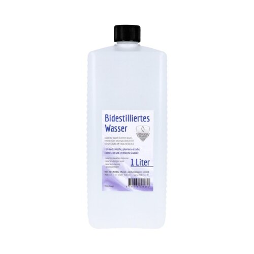 Bidestilliertes Wasser, Aqua bidest, 1 Liter