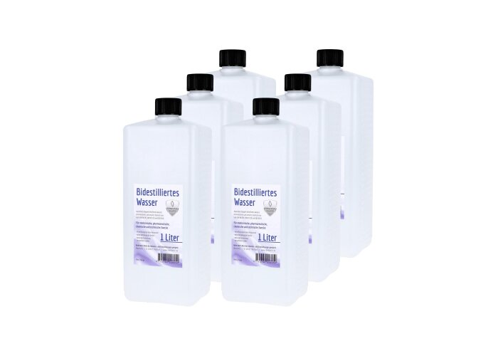 Bidestilliertes Wasser, Aqua dest, Sparpaket 6 Liter