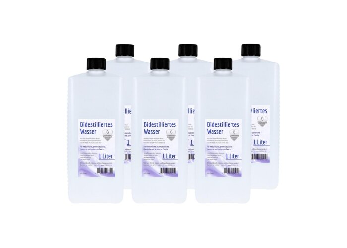 Bidestilliertes Wasser, Aqua dest, Sparpaket 6 Liter