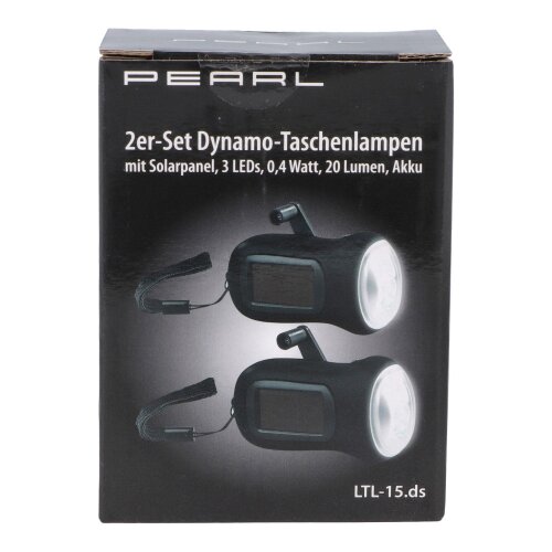 2er-Set Kurbeltaschenlampe mit Solarpanel