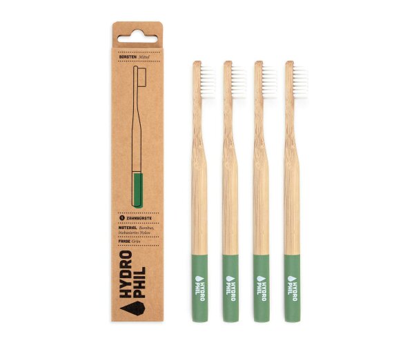 Hydrophil Bambus Zahnbürste Mittel, grün, 4er Pack